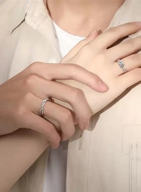 极速荆棘玫瑰情侣戒指男女一对小众潮流开口戒指R时尚个性花朵对