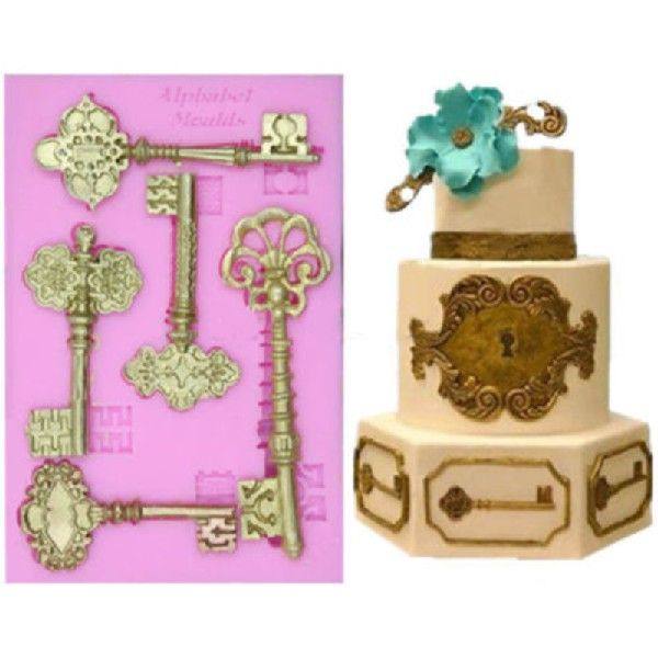 极速3D Vintage Key Frame Silicone Mould Cake FSondant Baking