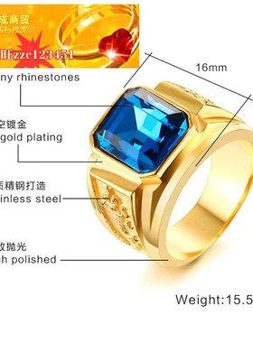 极速韩版流行h首饰外贸不锈钢红色水钻戒指金色戒指戒指ring