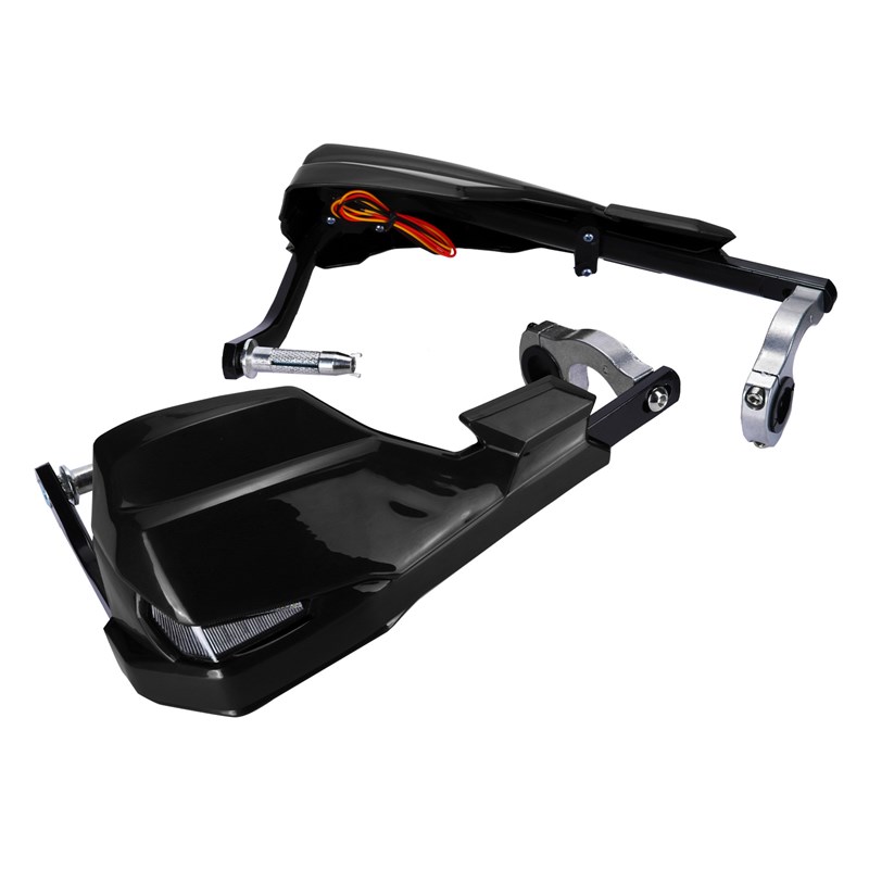 极速适用摩托车流水灯护手配件挡风刹H车拉杆保护套铝合金带灯护