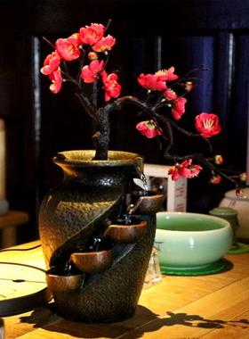 极速摆件客厅流水装饰品玄关创意招财桌面花瓶循环陶W瓷落地风水