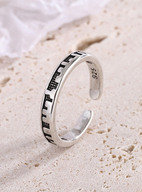 极速韩版时e尚个性复古齿轮纯银戒指男女情侣一对戒气质潮流泰银
