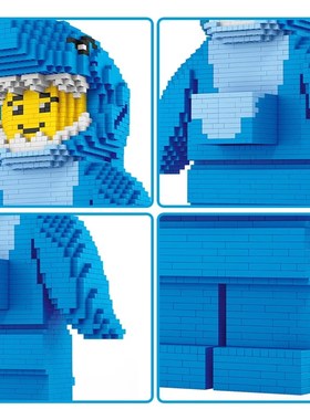 极速3310 PCSh MOC City Shark Man 3D Model Building Blocks DI