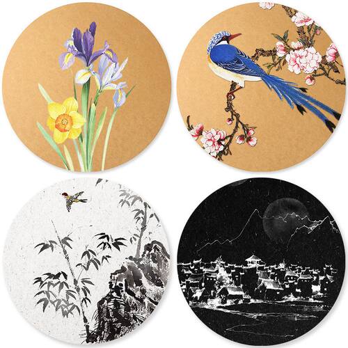 新品250克圆形卡纸 绘画牛皮纸黑白卡纸 儿童素P描画画美术diy装
