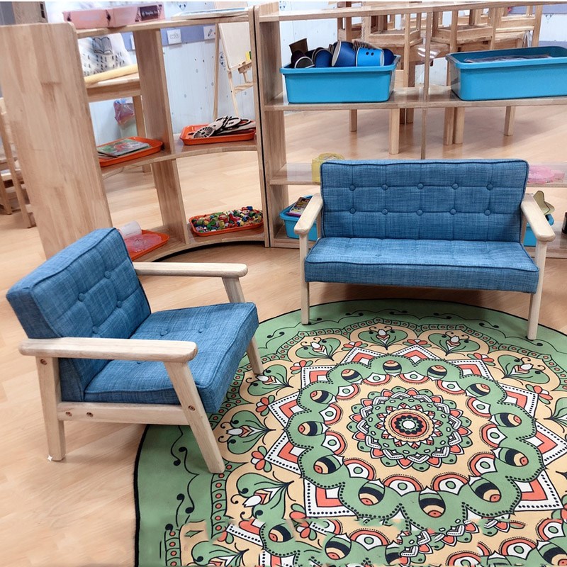 极速北欧儿童实木婴幼儿园小沙发宝宝凳子培训班座T椅阅读迷你公
