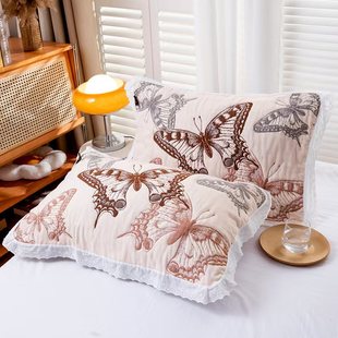 纯棉枕巾一对装52×78cm泡芙纱布花边枕头巾加大加厚吸汗云朵家用