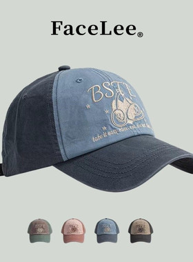 FaceLee日本设计师联名款复古爱心刺绣拼色鸭舌帽男女美式街头潮