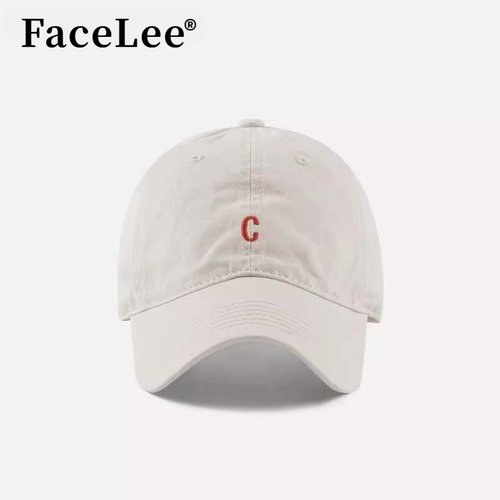 FaceLee日本设计师联名款日系简约复古鸭舌帽女韩版水洗做旧软顶