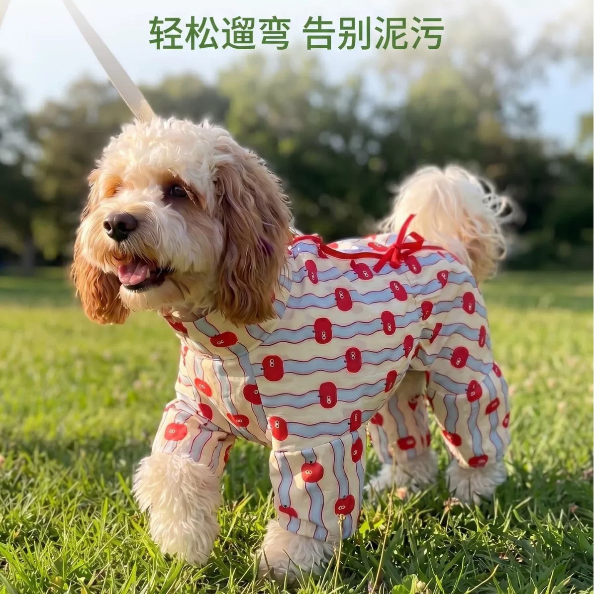 宠物防护服小型犬四脚春秋防污护腿连体可调节外出狗狗衣服防虫