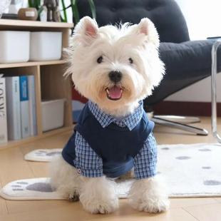 宠物秋冬狗狗猫咪衣服西高地比熊马尔济斯小型犬假两件套头卫衣
