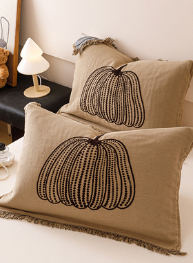 安懒懒 纯棉四层纱布枕巾一对装全棉流苏可爱枕头巾加宽大52X75cm