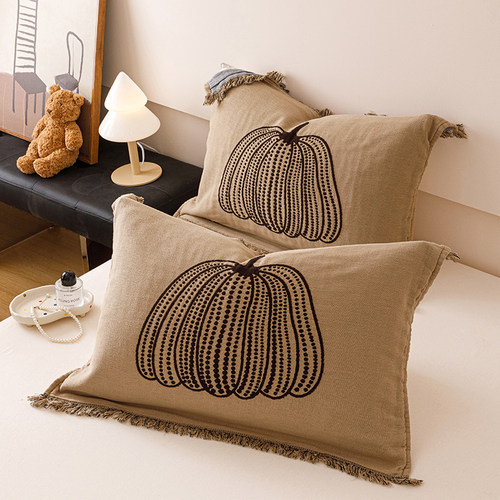 安懒懒纯棉四层纱布枕巾一对装