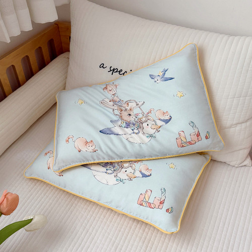 安懒懒 A类60S全棉纯棉儿童枕套卡通宝宝枕头羽丝棉枕芯30x50cm