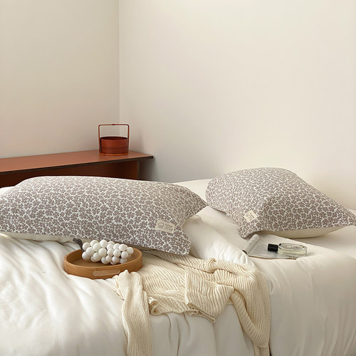 安懒懒 宅寂风日系纯棉纱布枕巾全棉色织提花简约ins轻奢52x75cm