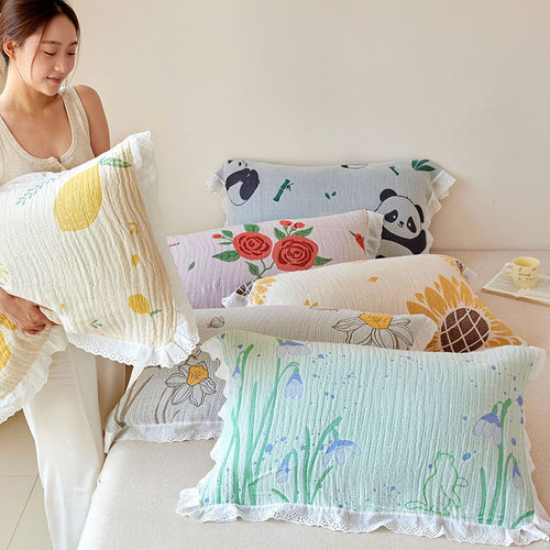 安懒懒竹棉防头油枕巾一对装