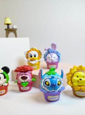 车载摆件汽车饰品摆件米奇草莓熊史迪仔创意卡通盆栽摆件潮玩手办