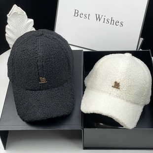 秋冬季高品质金属标毛绒棒球帽男女冬天保暖刺绣时尚百搭鸭舌帽子