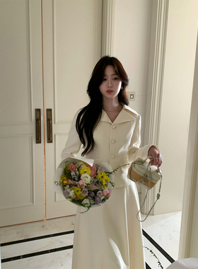 JeJuna炸鸡欧尼 韩剧女二 千金气质收腰西装蝴蝶结伞裙时尚套装