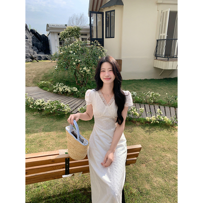 炸鸡欧尼JeJuna100棉蕾丝连衣裙