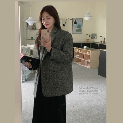 JeJuna炸鸡欧尼毛呢西装