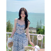 青花瓷 有效瘦腰法式 吊带裙白色针织开衫 JeJuna炸鸡欧尼 海边套装