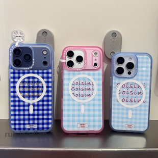 Wind Rises●正品授权●随心变换磁吸二合一Air苹果17promax手机壳新款iPhone16蓝色格子15/14全包防摔保护套