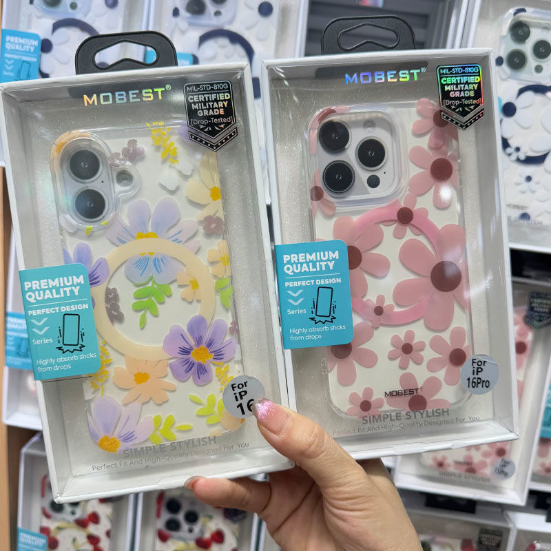 磁吸花朵苹果17promax手机壳女神