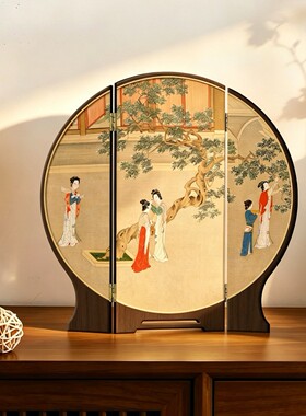 汉宫春晓图桌面小屏风宋代美学茶室书房高级感摆件美容院国风装饰