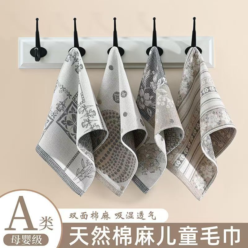 A类棉麻纱布洗脸家用毛巾汉麻可爱卡通超柔软擦脸巾毛巾