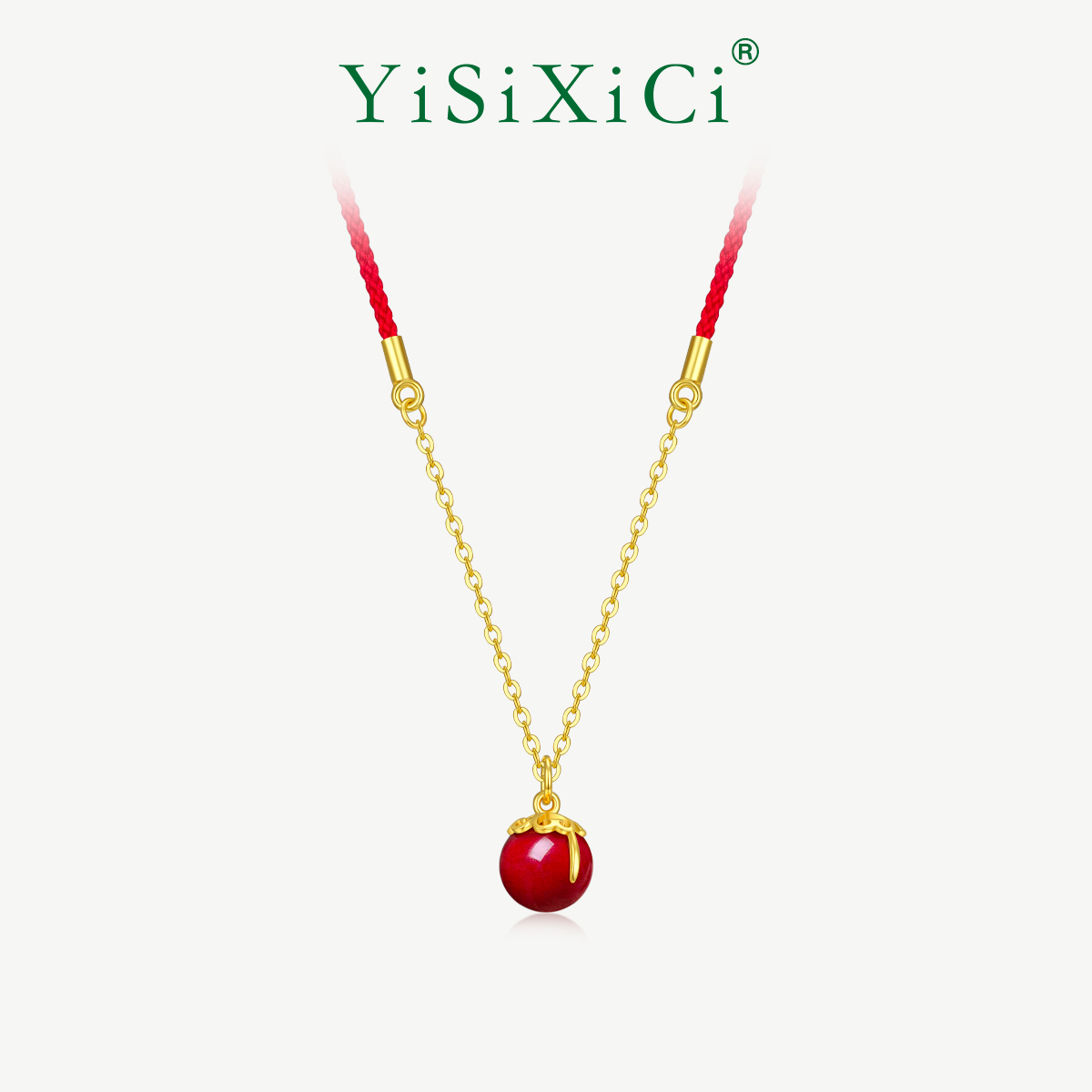 YiSiXiCi/一饰小词福气朱砂吊坠红色系纯银本命年护身符项链