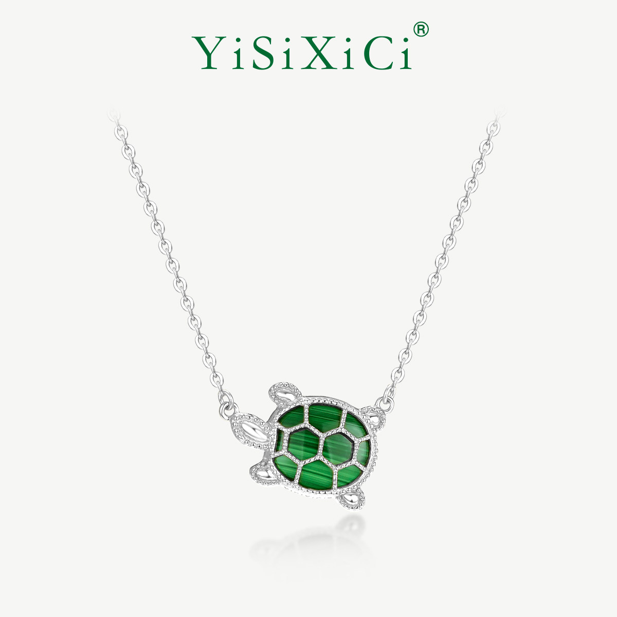 YiSiXiCi/一饰小词 孔雀石小绿龟项链 小乌龟