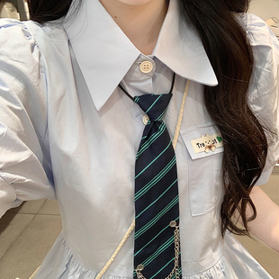 初中女生学院风Polo翻领裙子夏新款小个子高中学生韩版时尚连衣裙