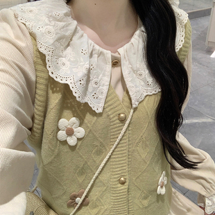 初中女生秋冬灯芯绒连衣裙可爱学院风高中学生毛衣马甲套装中长裙