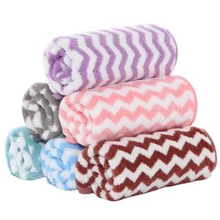 新款 30吸水幼儿擦手巾跨境彩条方巾礼品 直销经编珊瑚绒宽条30