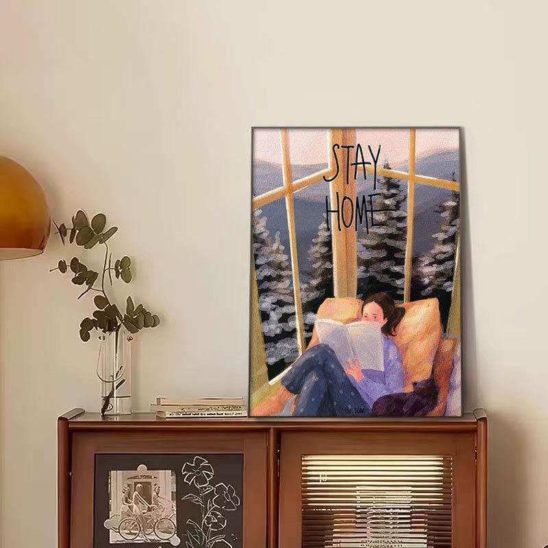 新款直销咖啡店挂画复古休闲吧背景墙壁画餐厅吧台人物创意海报墙