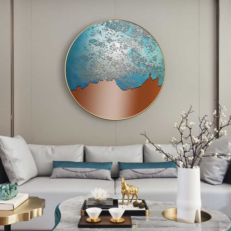 新款直销新中式客厅装饰画大幅圆形沙发背景墙挂画简约轻奢卧室别图片