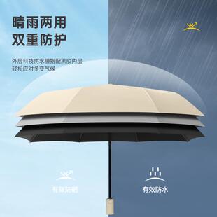 新款直销16骨黑胶全自动三折伞晴雨两用伞超大折叠加固抗暴风广告