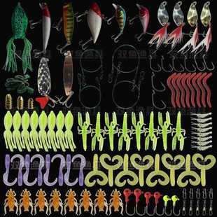 新款直销跨境路亚饵套装淡水假鱼饵亮片软虫雷蛙米诺波扒VIB小胖