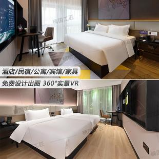 新款直销iu酒店家具标间全套宾馆床头专用床箱民宿床客房单间标间