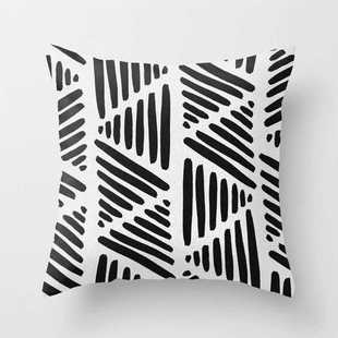 新款直销新品几何抽象抱枕套桃皮绒办公室靠枕套汽车靠垫套腰枕套