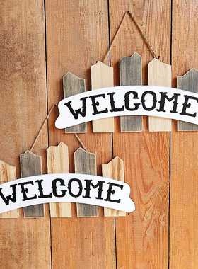 新款直销Welcome 欧式复古装饰门牌挂牌创意木质欢迎光临牌咖啡店