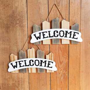 新款直销Welcome 欧式复古装饰门牌挂牌创意木质欢迎光临牌咖啡店