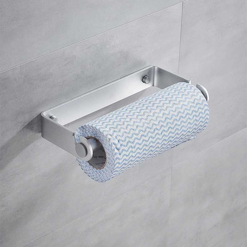 新款直销太空铝 冰箱保鲜膜袋收纳架 厨房纸巾架免打孔壁挂式抽纸
