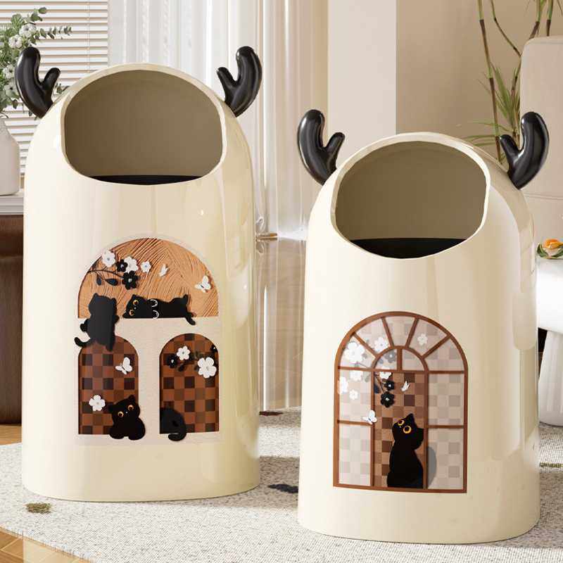 新款直销大号鹿耳可爱猫垃圾桶高颜值客厅家用垃圾桶大容量敞口双