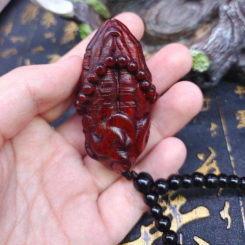 新款直销小叶紫檀手木质像吊坠木手把件纳福车挂件挂坠摆件