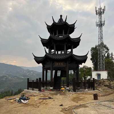 新款直销定 制仿古六角凉亭双层重檐古建防腐木八角凉亭四角凉亭