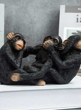 新款直销花园摆件灵动三只小猴子家居客厅卧室房间摆件酒柜壁橱送