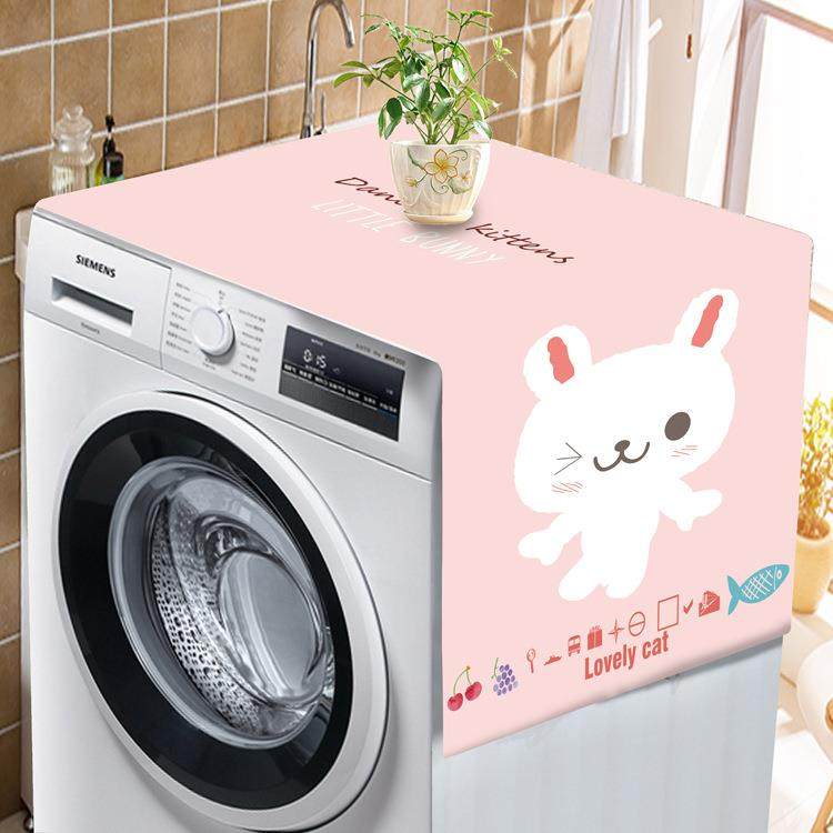 新款直销电冰箱罩收纳罩洗衣罩防尘布艺双面印花短毛绒双层风扇罩