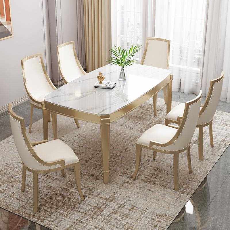 新款直销美式轻奢后现代餐桌椅组合全实木长方形饭桌现代简约欧式