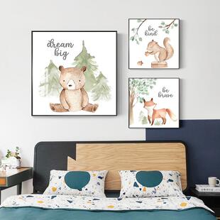 新款直销儿童房间床头装饰画北欧风男孩女孩卧室组合挂画现代简约